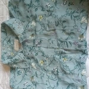 BEAUTIFUL LOFT BUTTON DOWN AIRY BLOUSE SIZE LARGE GREEN